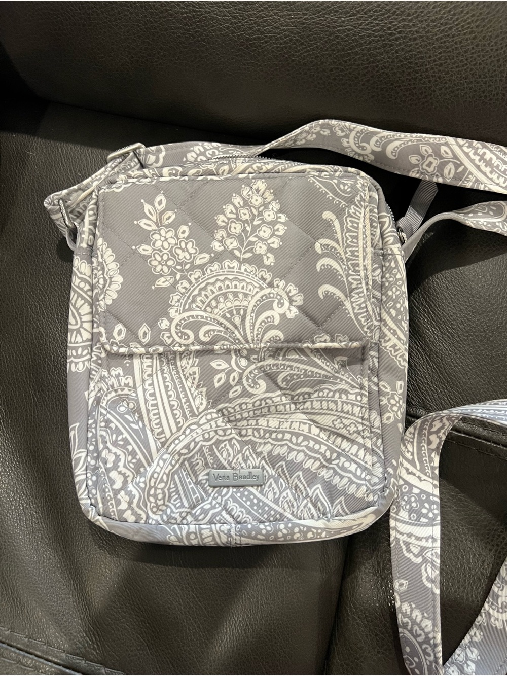 Vera Bradley Gray & White Paisley Quilted Crossbody